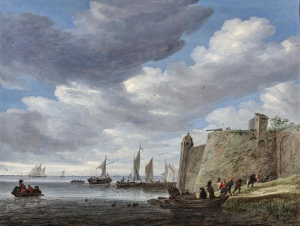 River scene with a fort by Salomon van Ruysdael
